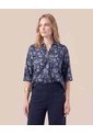 Blusa De Cuello Clásico Y Manga Al Codo Mujer  Para Mujer Azul Patprimo de Patprimo