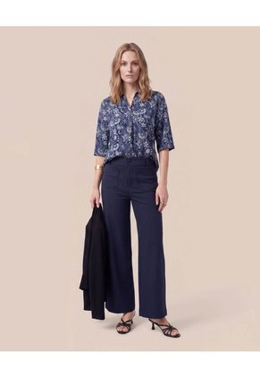 Blusa De Cuello Clásico Y Manga Al Codo Mujer Para Mujer Azul Patprimo