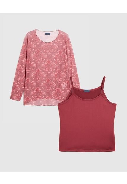 Camiseta Para Mujer Manga Larga Cuello Redondo Color Vino Marca Patprimo #14091432