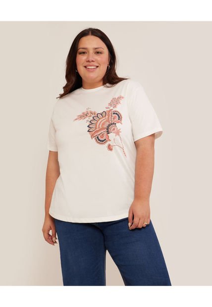 Camiseta Para Mujer Manga Corta Color Crema Marca Patprimo #14091370