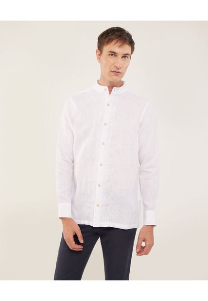 Camisa Guayabera Para Hombre Manga Larga Sin Bolsillo Color Blanco Marca Patprimo #44030383