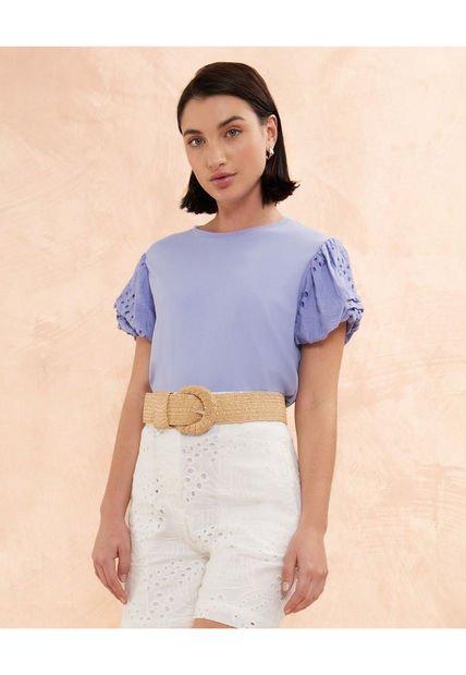 Camiseta Para Mujer Manga Corta Color Azul  Marca Patprimo #30093482