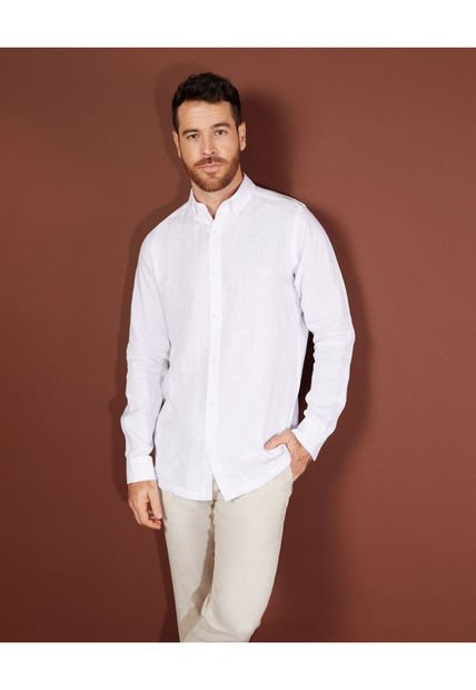 Camisa Guayabera Para Hombre Manga Larga Sin Bolsillo Color Blanco Marca Patprimo #44030361