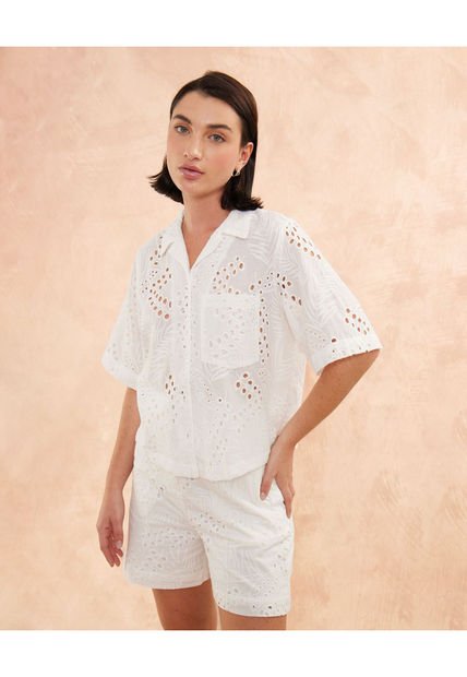 Camisa Para Mujer Manga Corta Color Crudo Marca Patprimo #30010606