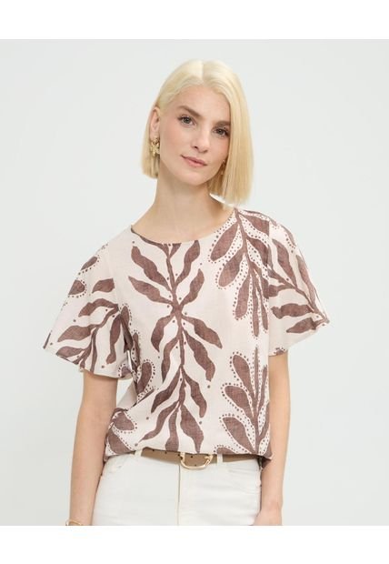 Blusa Para Mujer Manga Corta Color Café Marca Patprimo #30123474