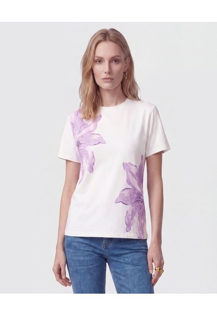 Camiseta De Manga Corta Regular Para Mujer  Para Mujer Blanco Patprimo