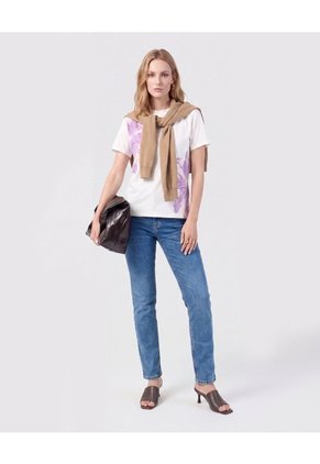 Camiseta De Manga Corta Regular Para Mujer Para Mujer Blanco Patprimo