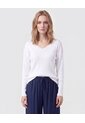 Saco Tejido En Rib Con Cuello En V Para Mujer  Para Mujer Blanco Patprimo de Patprimo