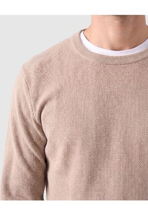 Saco Tejido De Cuello Redondo Para Hombre  Para Hombre Beige Patprimo