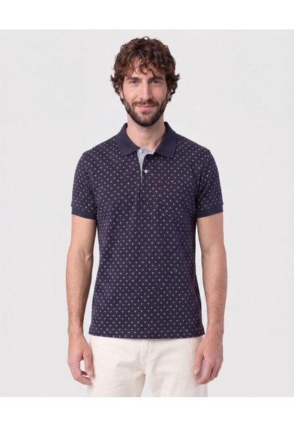 Polo Estampada Con Bolsillo   Para Hombre Azul Patprimo