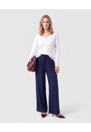 Saco Tejido En Rib Con Cuello En V Para Mujer  Para Mujer Blanco Patprimo