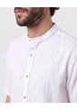 Camisa Manga Corta Cuello Mao   Para Hombre Azul Patprimo de Patprimo