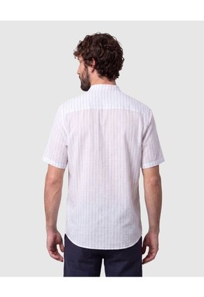 Camisa Manga Corta Cuello Mao   Para Hombre Azul Patprimo