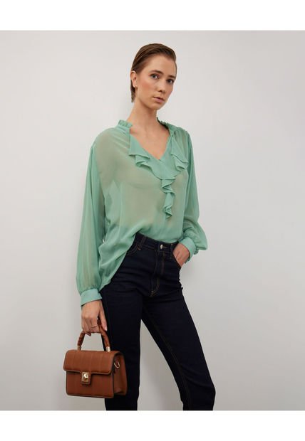 Blusa Para Mujer Manga Larga Color Verde  Marca Patprimo #30123253