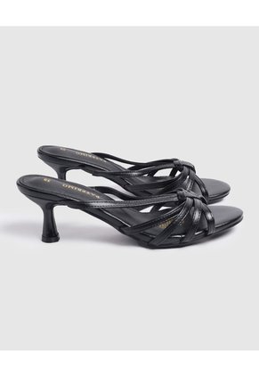 Sandalias De Tacón Con Tiras Cruzadas   Para Mujer Negro Patprimo