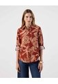 Camisa Ajuste Regular Mangas Recogidas   Para Mujer Naranja Patprimo de Patprimo