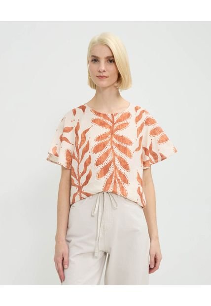 Blusa Para Mujer Manga Corta Color Naranja Marca Patprimo #30123474