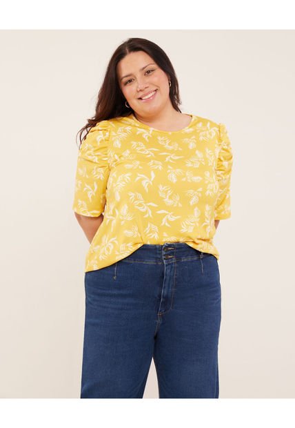 Camiseta Para Mujer Manga 3/4 Color Amarillo  Marca Patprimo #14091347