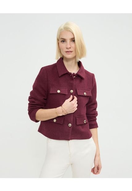 Chaqueta Para Mujer Estructurada Color Vino Marca Patprimo #30080558