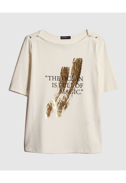 Camiseta Para Mujer Manga Corta Color Marfil Marca Patprimo #30093499
