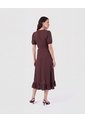 Vestido Cruzado Con Volantes   Para Mujer Café Patprimo de Patprimo