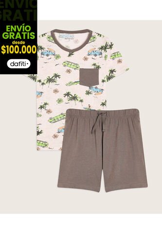 Pijama  Infantil Niño M/C P/C Color Gris Marca Patprimo #66040051 Patprimo