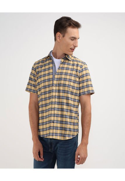 Camisa Para Hombre Manga Corta Con Bolsillo Color Oro Marca Patprimo #44013005