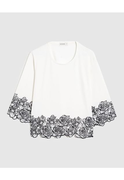 Camiseta Para Mujer Manga 3/4 Cuello Redondo Color Blanco Marca Patprimo #30093793