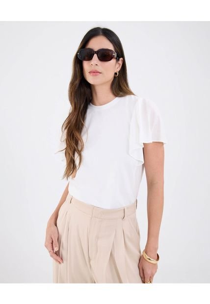 Camiseta Para Mujer Manga Corta Cuello Redondo Color Blanco Marca Patprimo #30093813