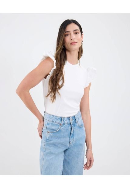 Camiseta Para Mujer Manga Corta Cuello Redondo Color Blanco Marca Patprimo #30093790