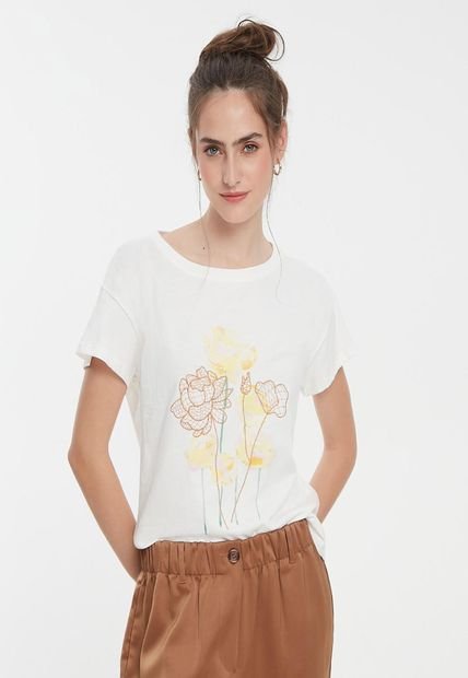 Camiseta Para Mujer Manga Corta Color Marfil Marca Patprimo #30093440