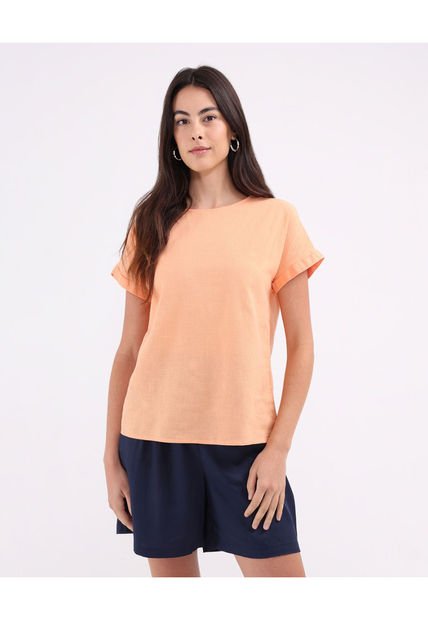 Blusa Para Mujer Manga Corta Color Naranja Marca Patprimo #30123347