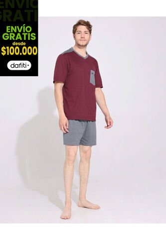 Pijama  Para Hombre M/C P/C Color Vino Marca Patprimo #44040160 Patprimo