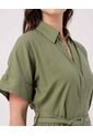 Vestido Unicolor Con Cinturon   Para Mujer Verde Patprimo de Patprimo