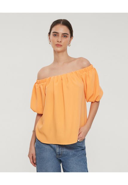 Blusa Para Mujer Manga Corta Color Naranja Marca Patprimo #30123243