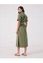 Vestido Unicolor Con Cinturon   Para Mujer Verde Patprimo de Patprimo