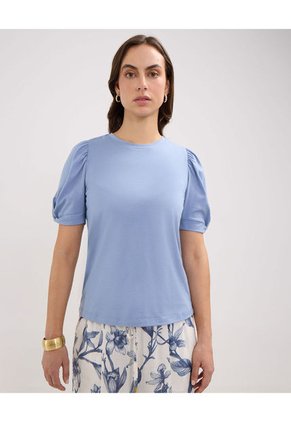 Camiseta Para Mujer Manga Corta Cuello Redondo Color Azul Marca Patprimo #30093593