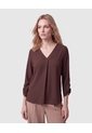 Blusa Unicolor Manga 3/4 Para Mujer  Para Mujer Café Patprimo de Patprimo