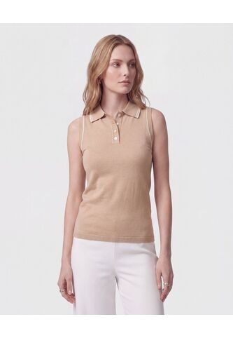 Polo Texturizada Cuello En Contraste Mujer  Para Mujer Café Patprimo Patprimo