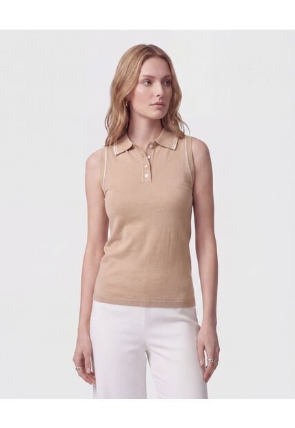 Polo Texturizada Cuello En Contraste Mujer  Para Mujer Café Patprimo