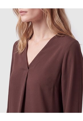 Blusa Unicolor Manga 3/4 Para Mujer Para Mujer Café Patprimo