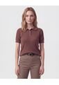 Polo Manga Corta Cuello Tejido Para Mujer  Para Mujer Café Patprimo de Patprimo