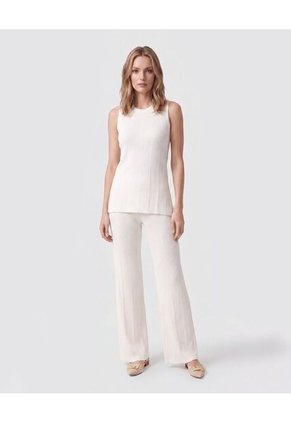 Pantalón De Caída Fluida Mujer  Para Mujer Crema Patprimo