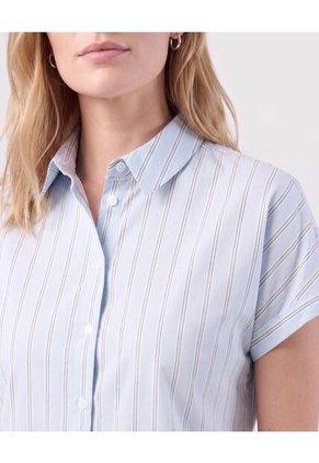 Camisa De Mujer Con Manga Al Codo Doblez Para Mujer Azul Patprimo