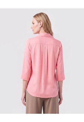 Blusa Camisera De Manga 3/4 Y Pliegue Mujer Para Mujer Rosa Patprimo