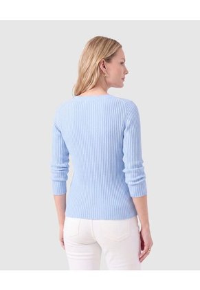 Saco Tejido En Rib Con Cuello De Bote  Para Mujer Azul Patprimo