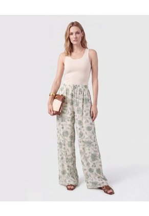 Pantalón Fluido Con Elástico Para Mujer  Para Mujer Verde Patprimo