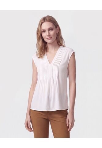 Blusa Con Alforjas Y Escote En V Mujer  Para Mujer Blanco Patprimo Patprimo