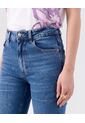 Jean Straight De Tiro Medio Para Mujer  Para Mujer Azul Patprimo de Patprimo
