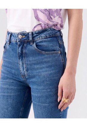 Jean Straight De Tiro Medio Para Mujer  Para Mujer Azul Patprimo